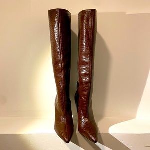 Stuart Weitzman Crocodile Boots (Cocoa)